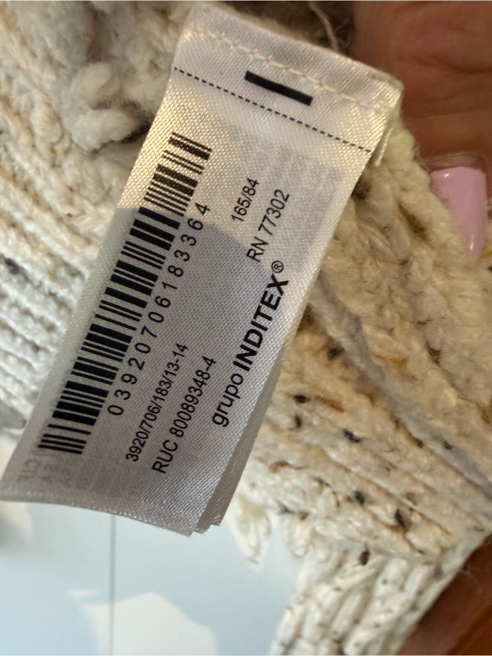 Zara Cable Knit Distressed Cream Speckled Sweater - Size 13/14 - Picture 5 of 6